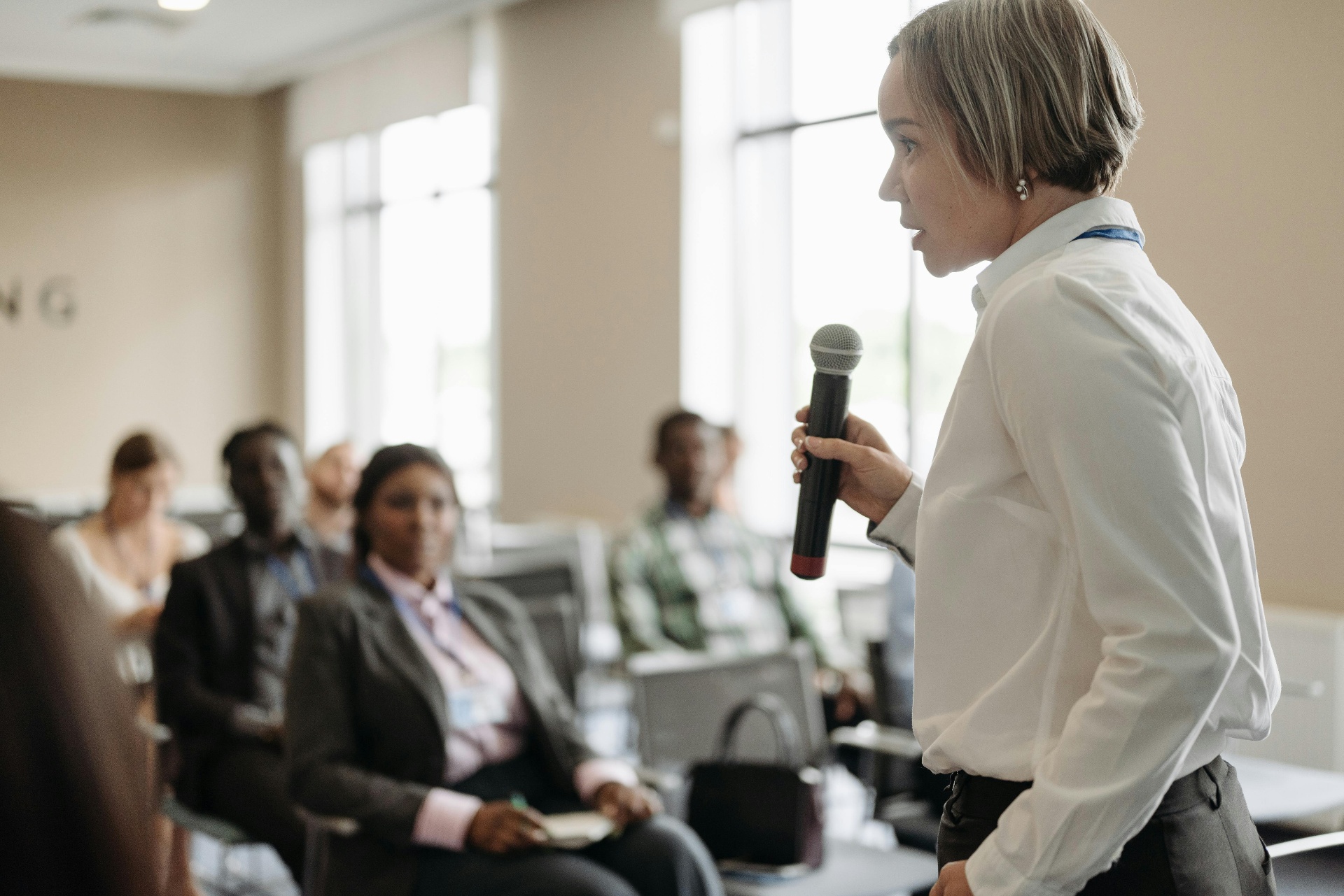 Facilitator speaking to a group